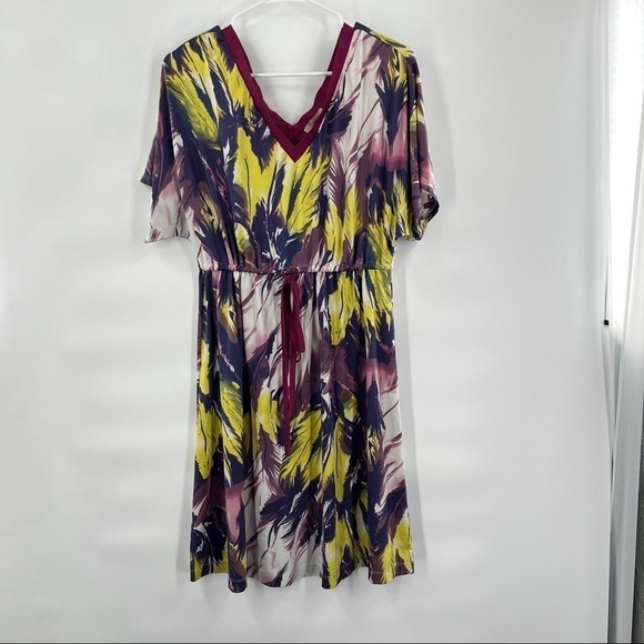 Jonathan Martin abstract print dress belted 10 - Picture 8 of 12